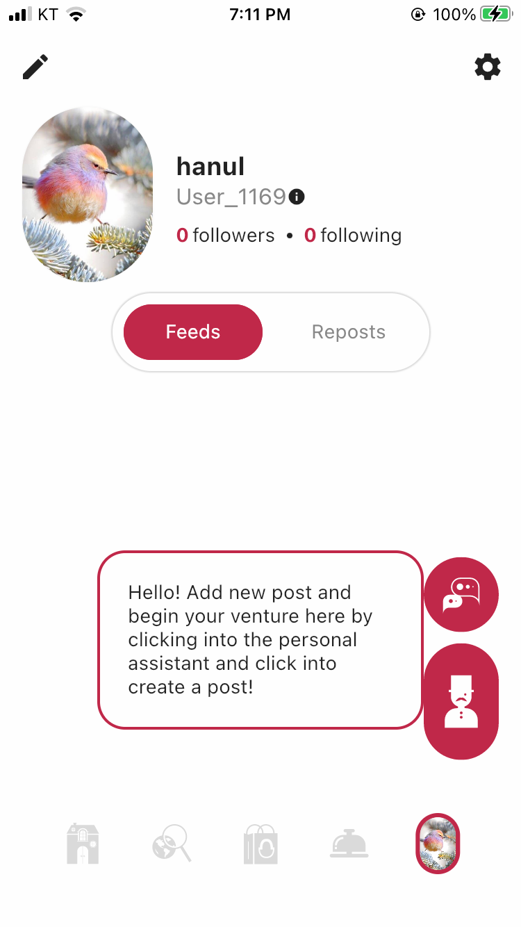 Au Marché profile header with refined spacing around Feeds and Reposts