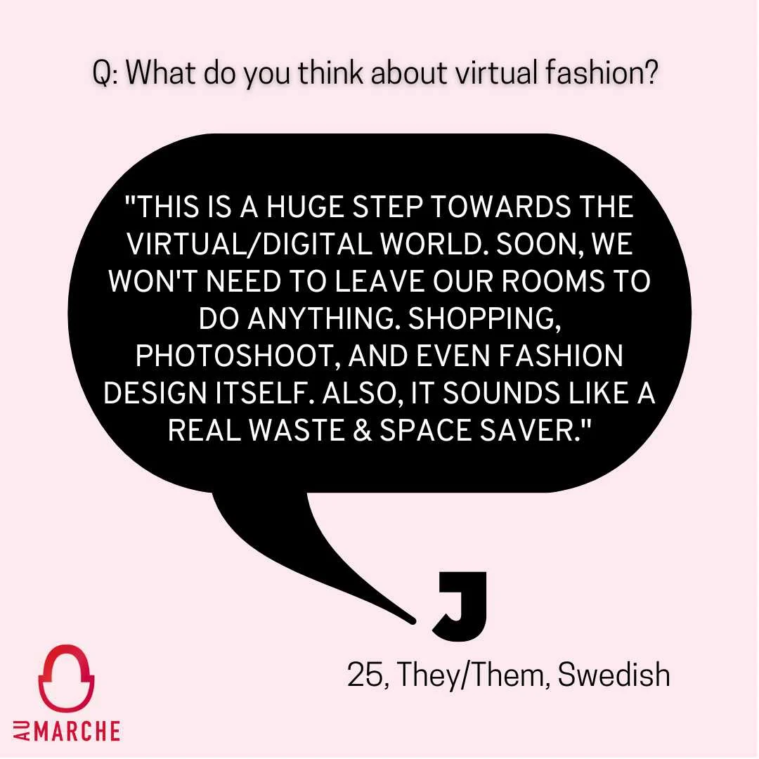 Reader response card about virtual shopping and digital design